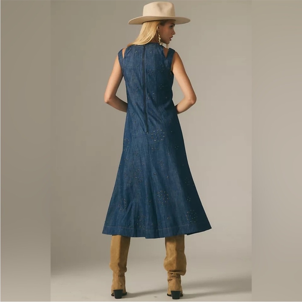 NWT Anthropologie Grommet denim midi dress size 0 - Picture 4 of 10